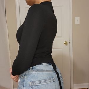 Petite mock neck black bodysuit